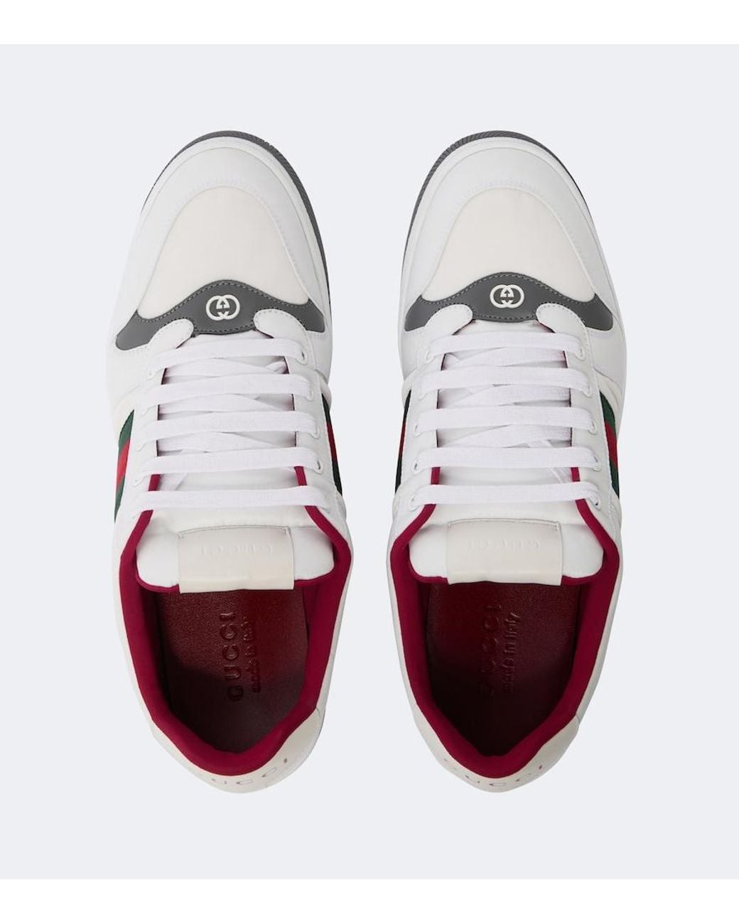 Gucci White Screener Leather-Trimmed Sneakers for men