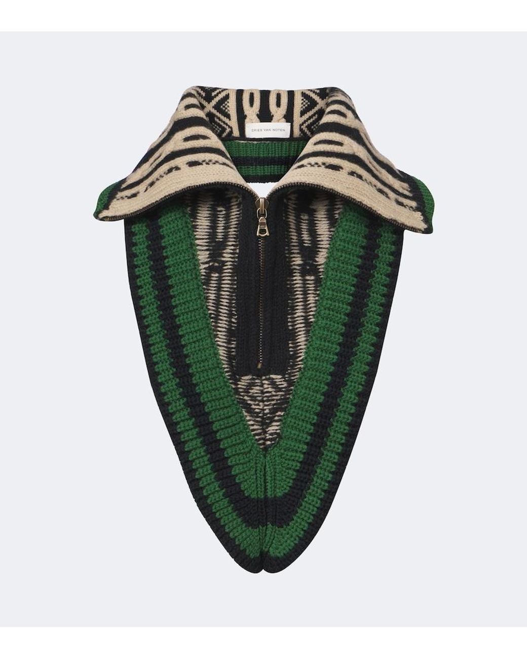 Dries Van Noten Green Wool Collar