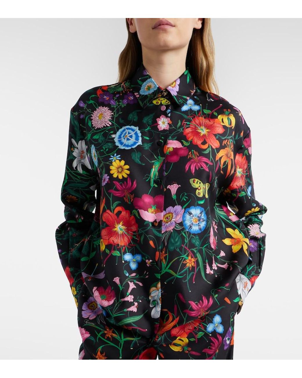 Gucci Black Printed Silk Twill Shirt