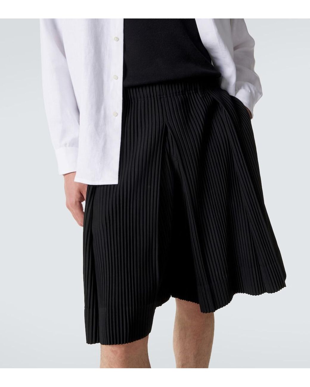 Homme Plissé Issey Miyake Black Tailored Pleats 2 Bermuda Shorts for men
