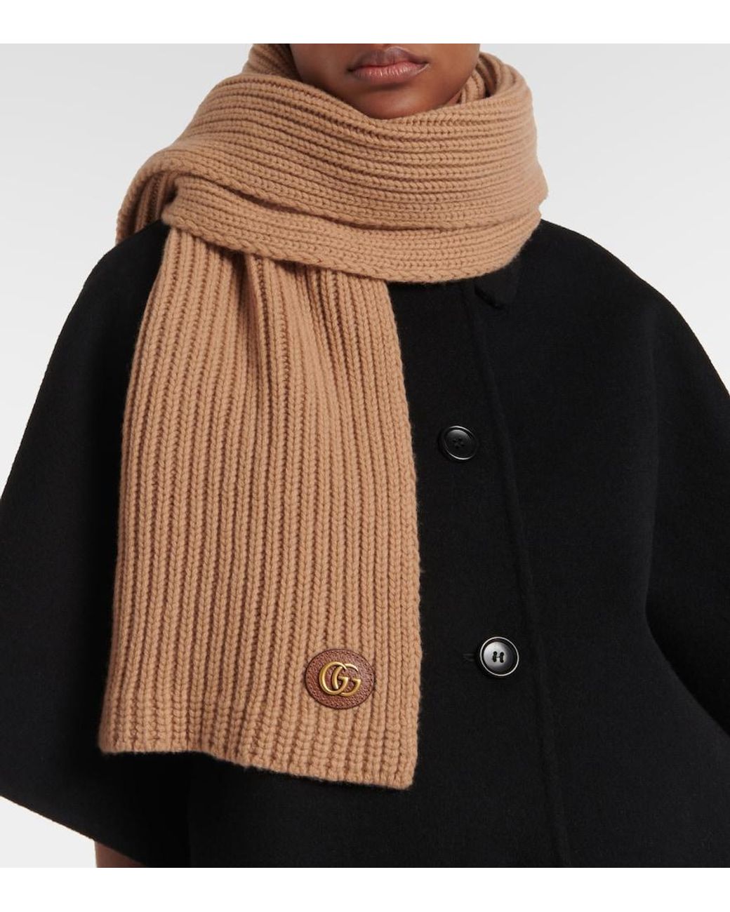 Gucci Natural Ribbed-Knit Wool And Cashmere Scarf