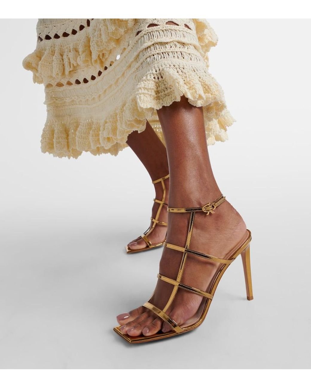 Gianvito Rossi Mondry Metallic Leather Sandals