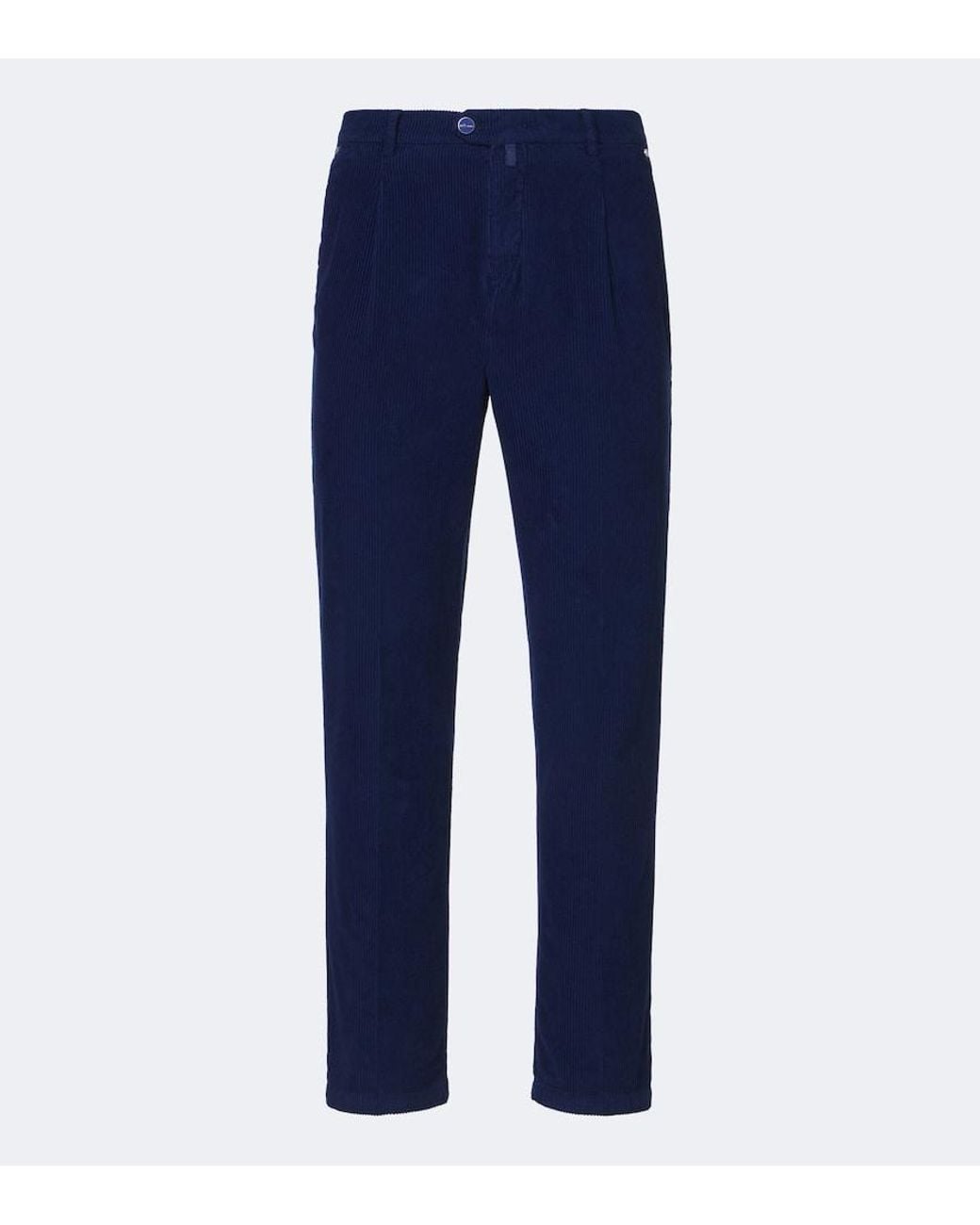 Kiton Blue Cotton Straight Pants for men