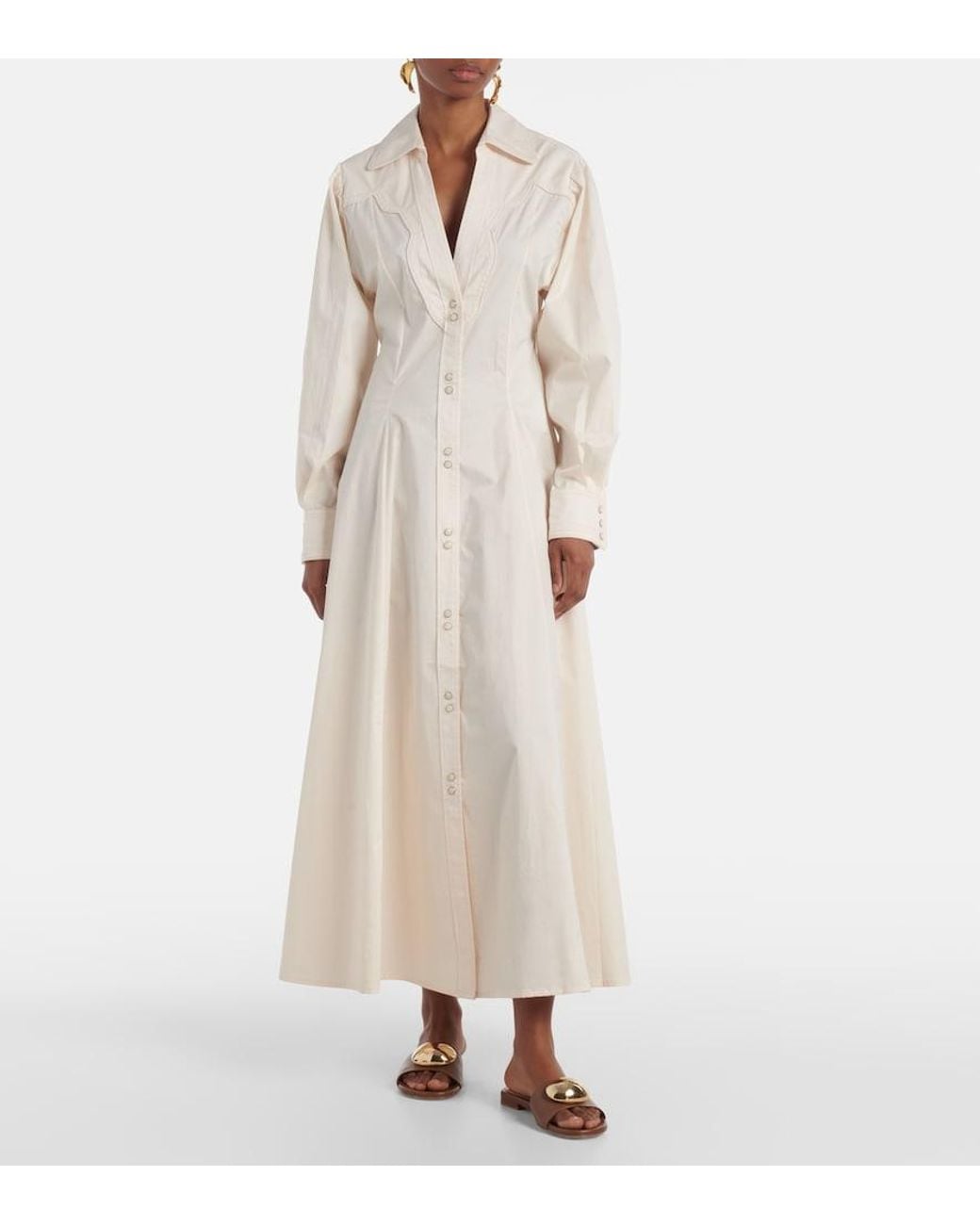 Johanna Ortiz Natural Vela De Cruz Cotton-Blend Poplin Wrap Dress