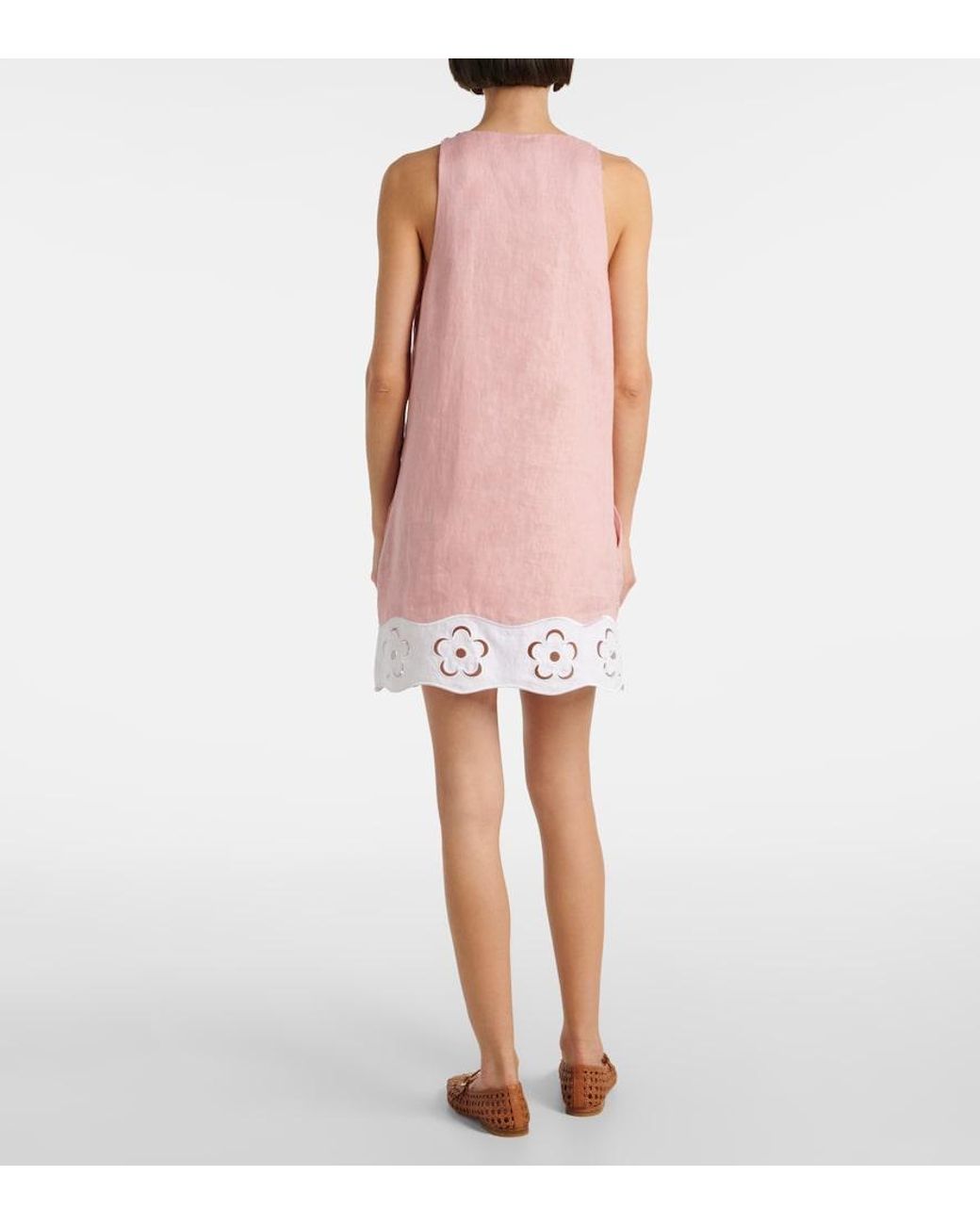 Staud Pink Mika Linen Minidress