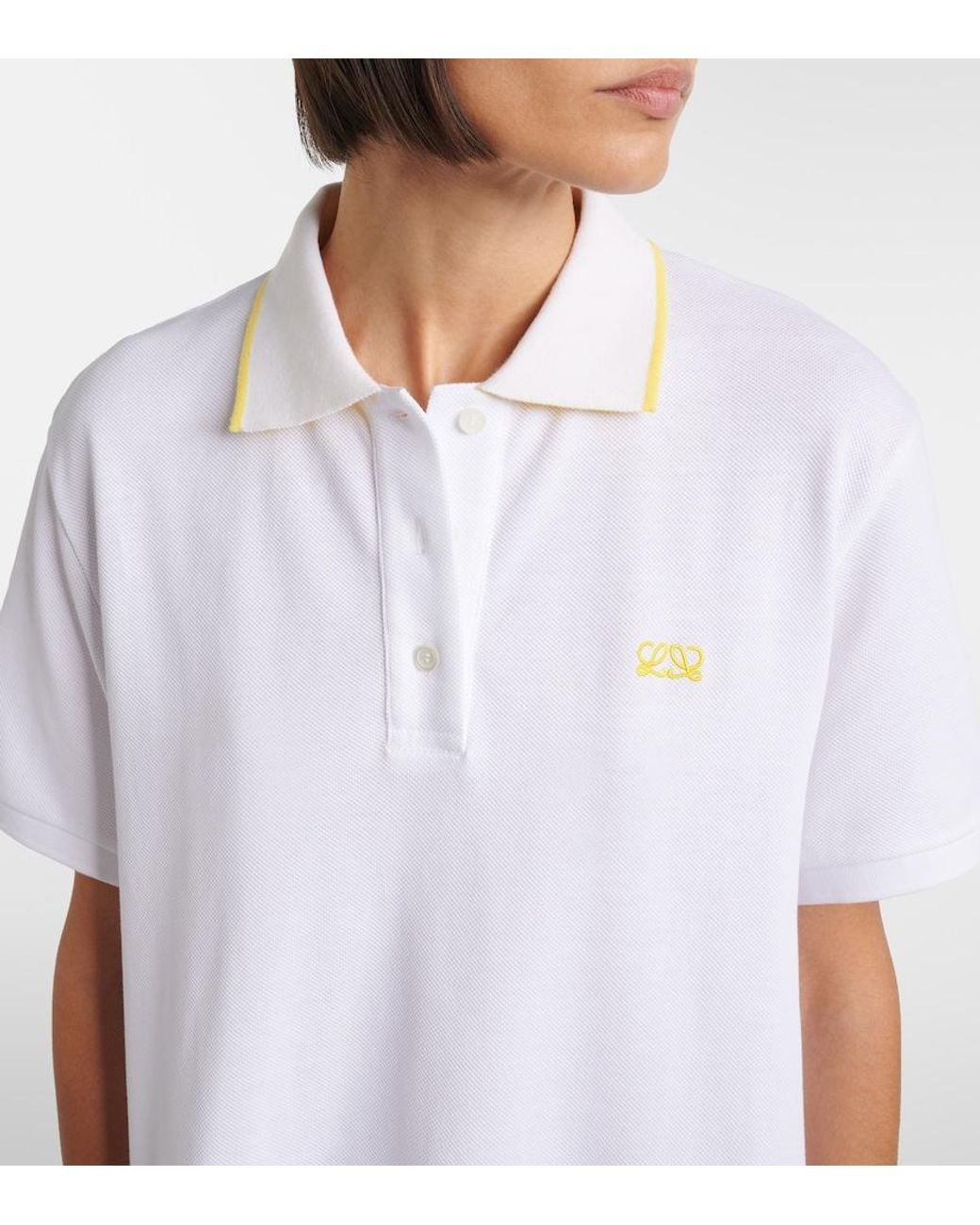 Loewe White Double L Cotton Pique Polo Dress