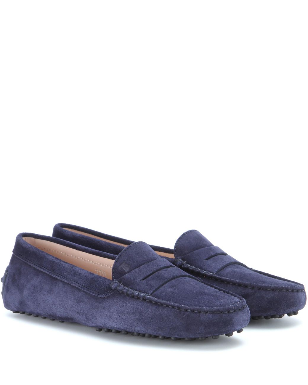 Tod's Gommini Suede Loafers in Blue - Lyst