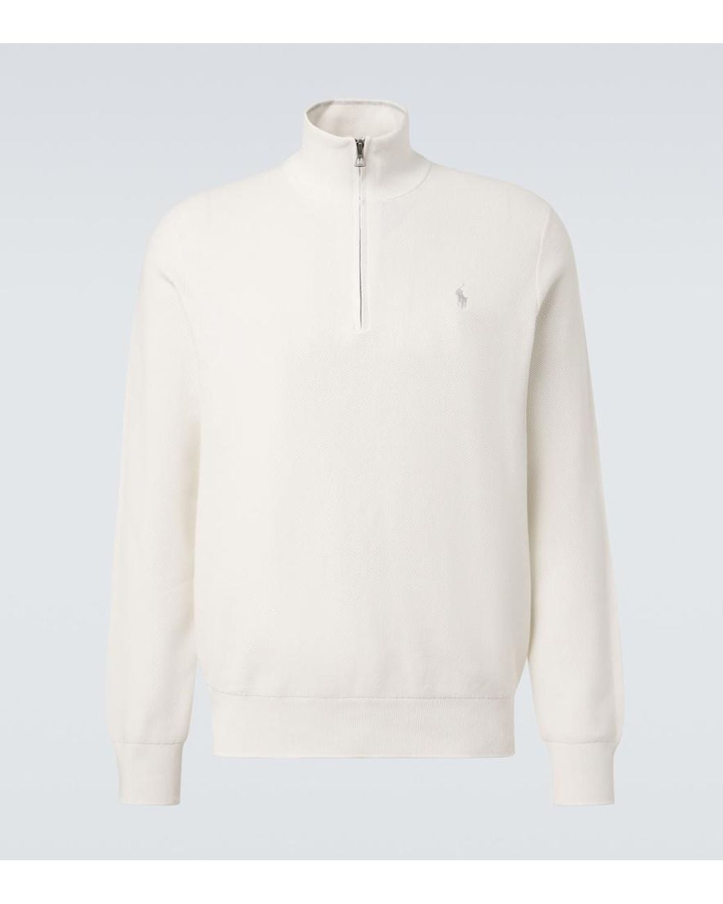 Polo Ralph Lauren White Cotton Half-Zip Sweater for men