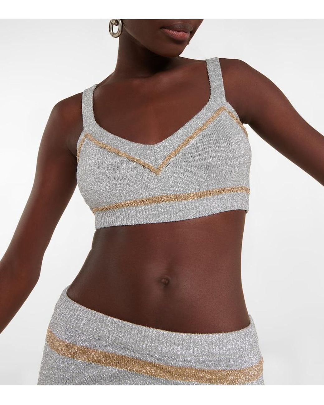 Rabanne Gray Metallic Knit Crop Top