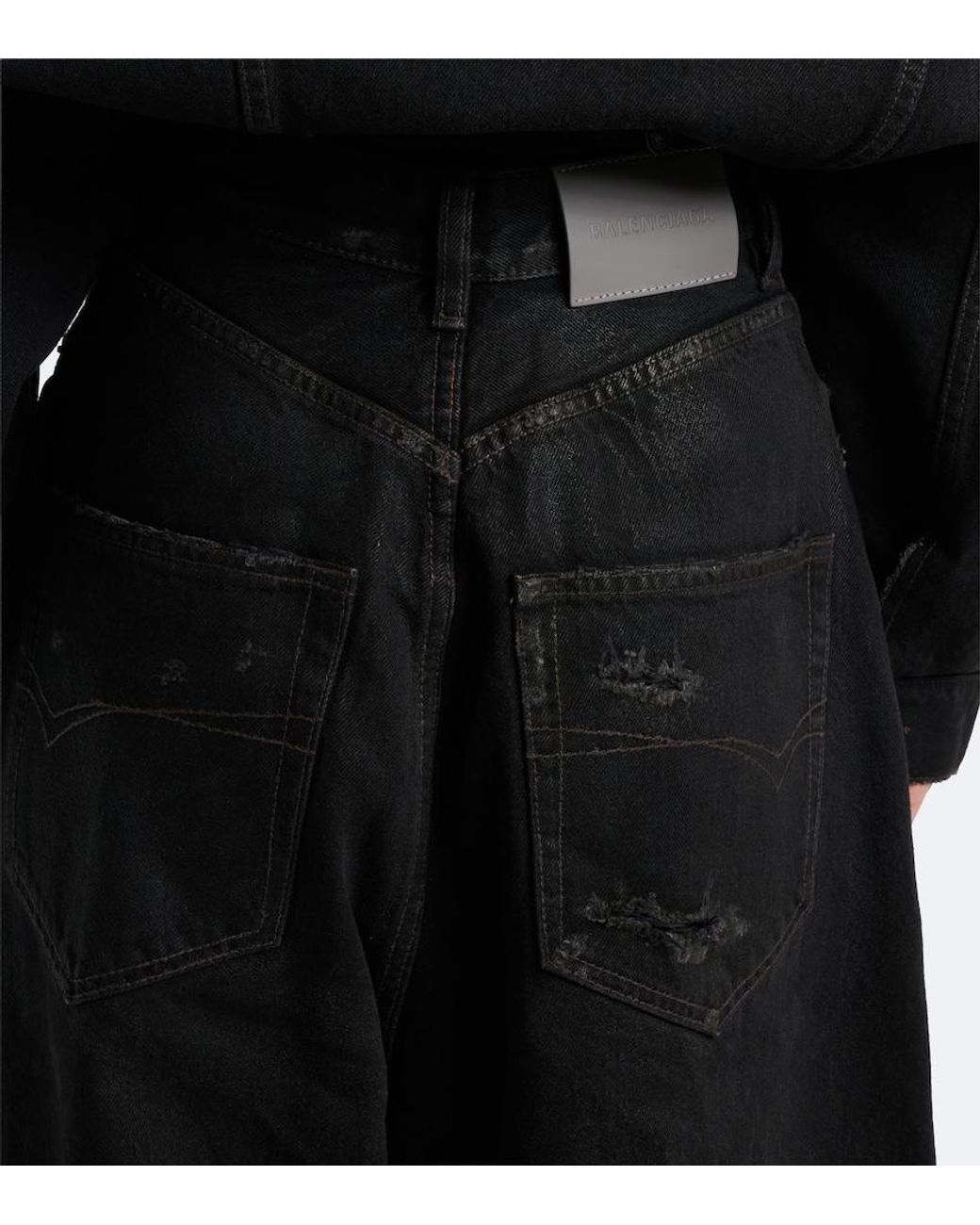 Balenciaga Black Mid-Rise Barrel-Leg Jeans