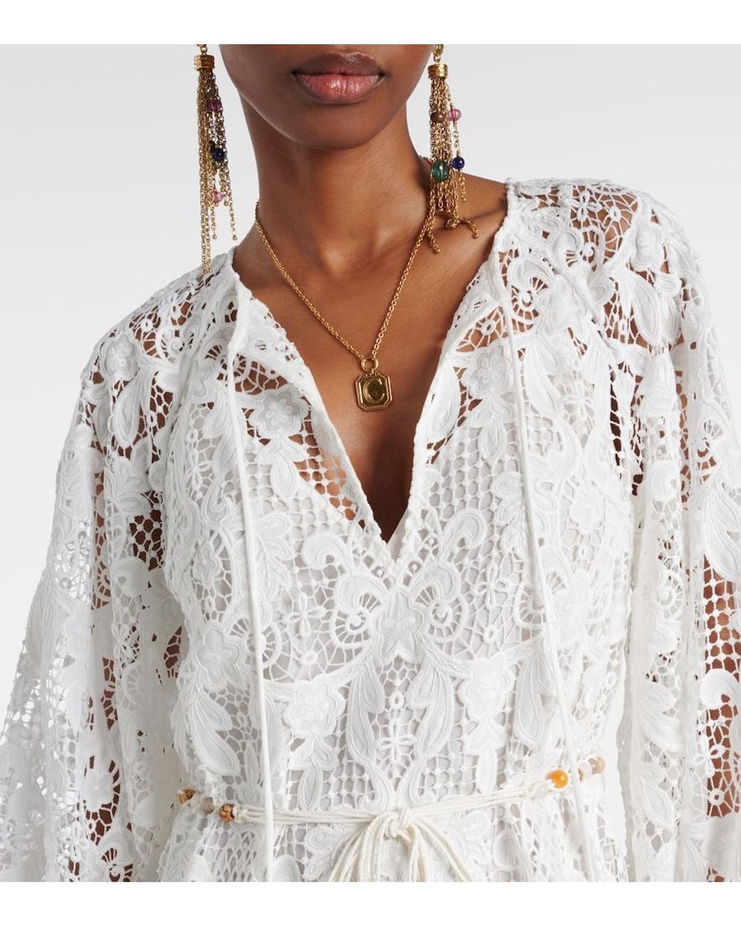 Zimmermann White Coco Lace Midi Dress