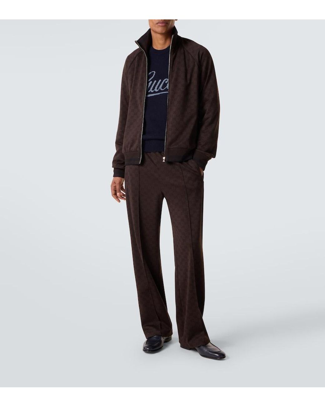 Gucci Brown Gg Jacquard Track Pants for men