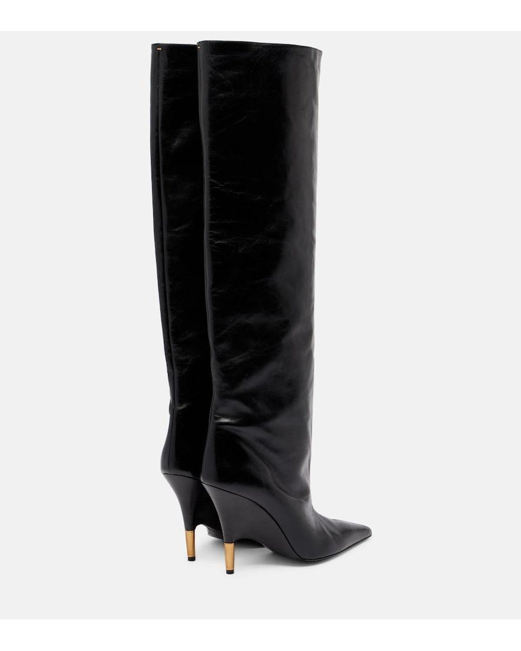 Khaite Black Bella 100 Leather Knee-High Boots