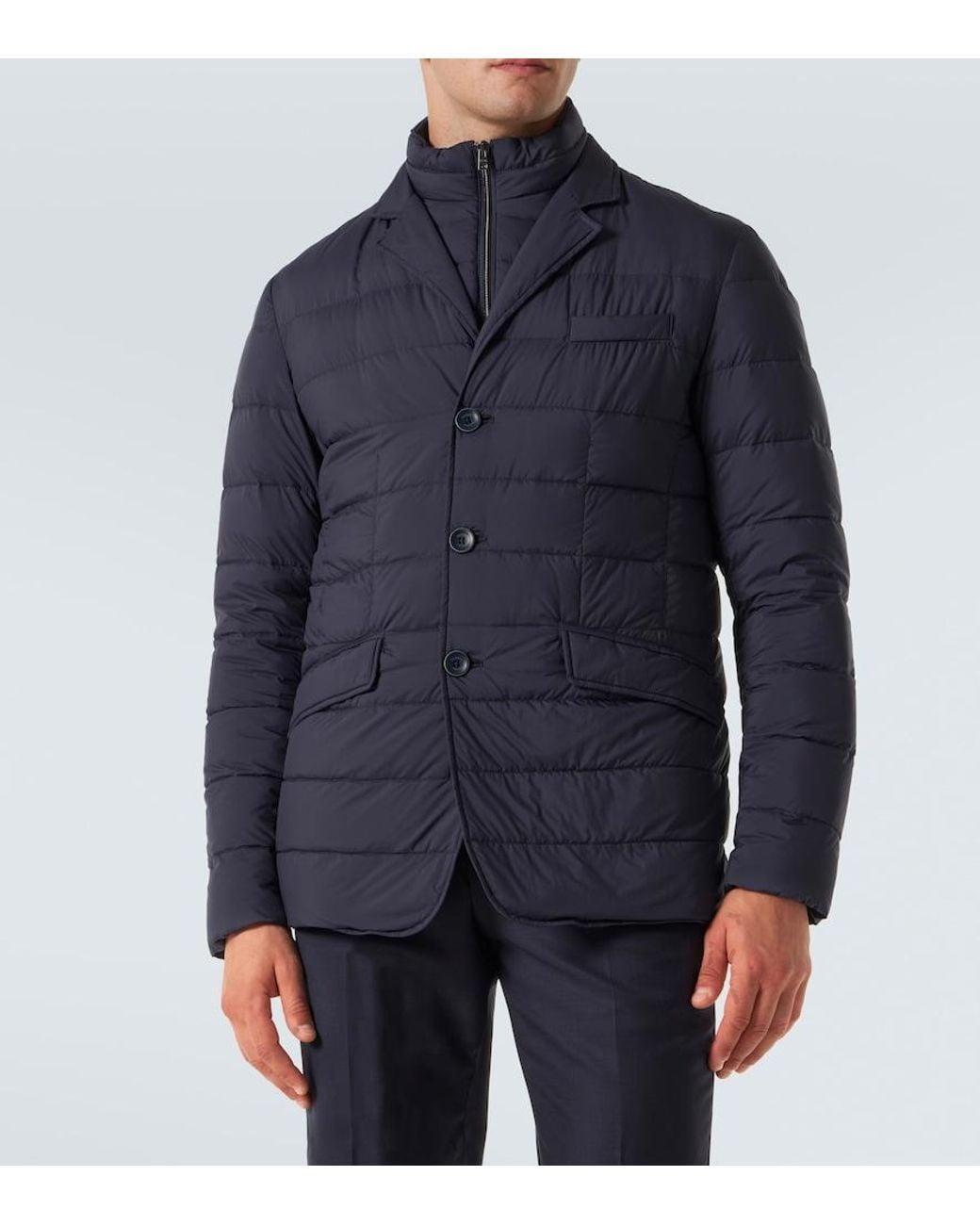 Herno Blue Layered Down-Paneled Jacket for men