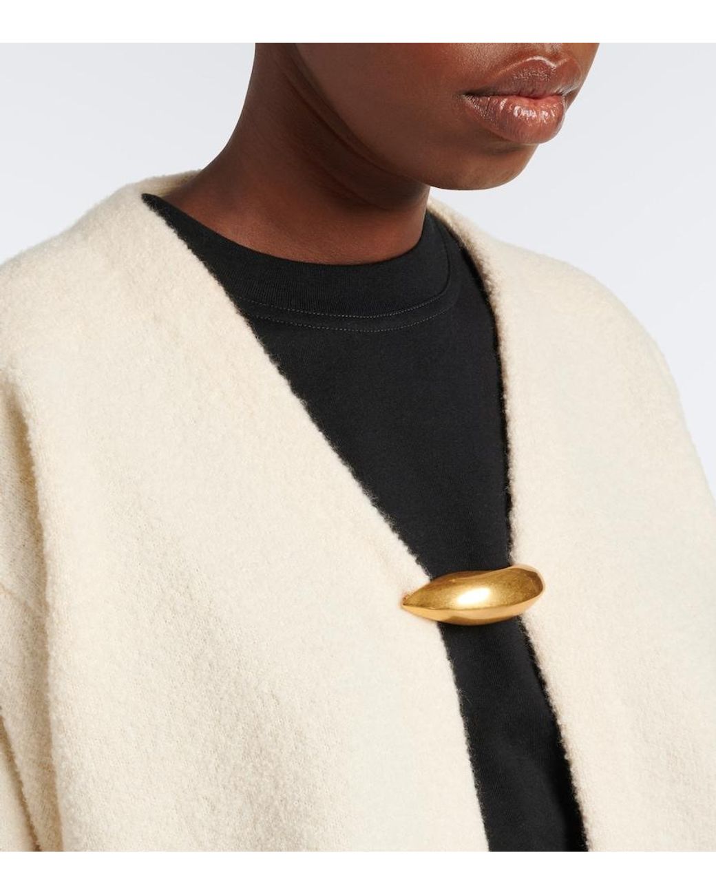 Bottega Veneta Natural Embellished Cashmere, Wool, And Silk Cardigan