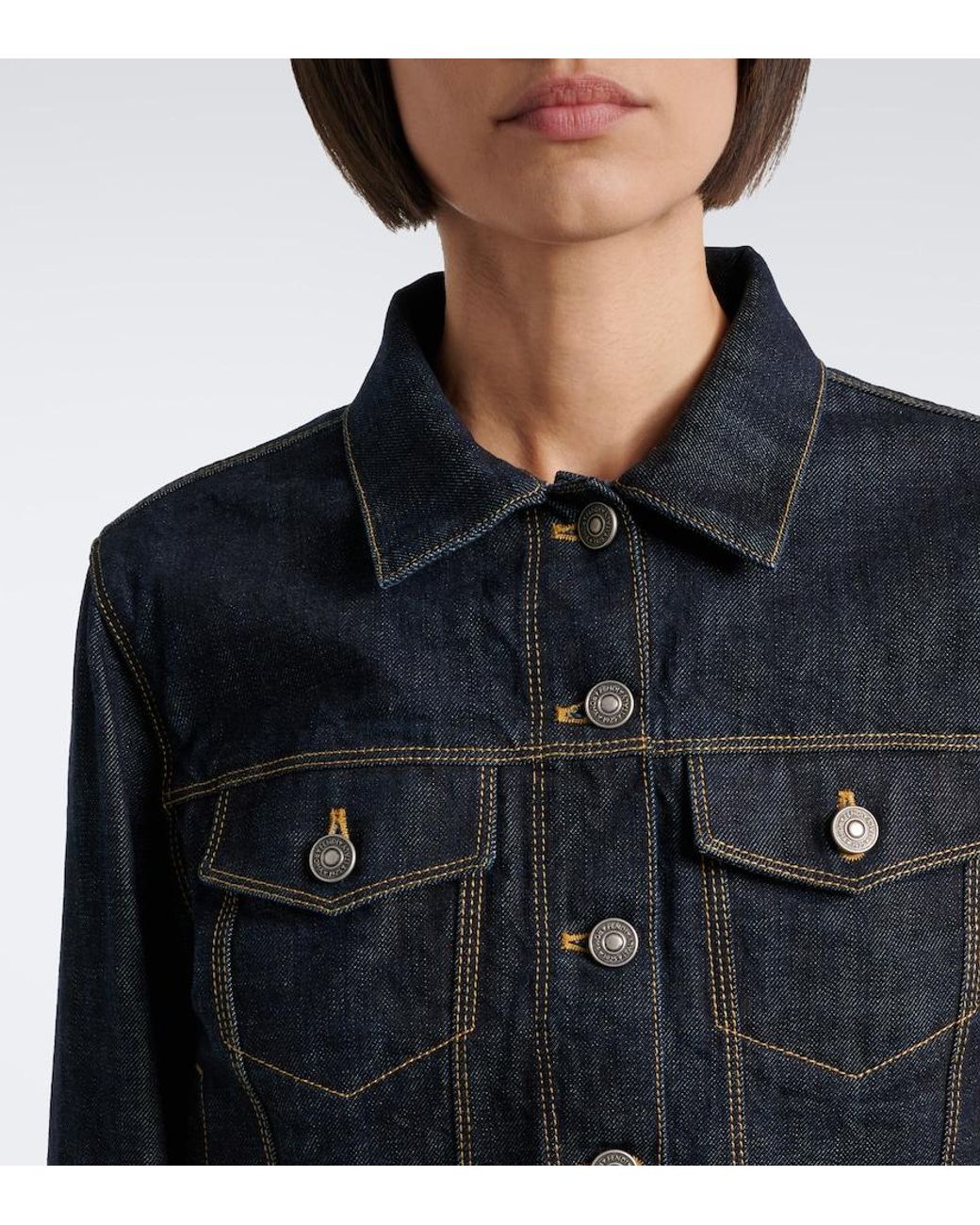 Fendi Blue Cropped Denim Jacket