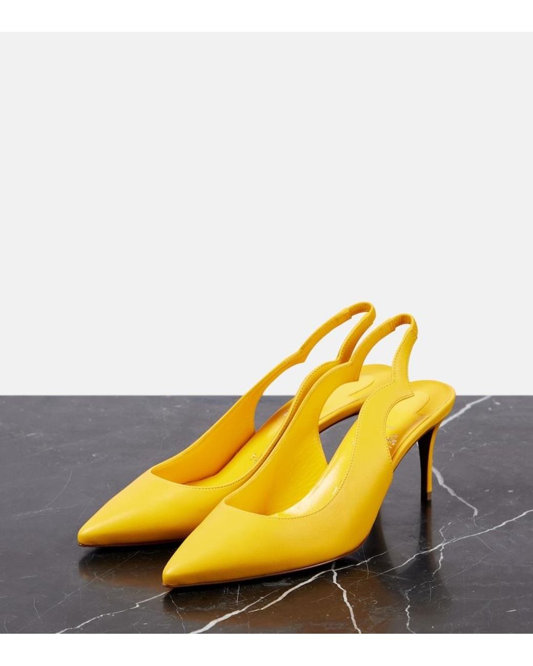 Christian Louboutin Yellow Hot Chick Sling 70 Leather Slingback Pumps