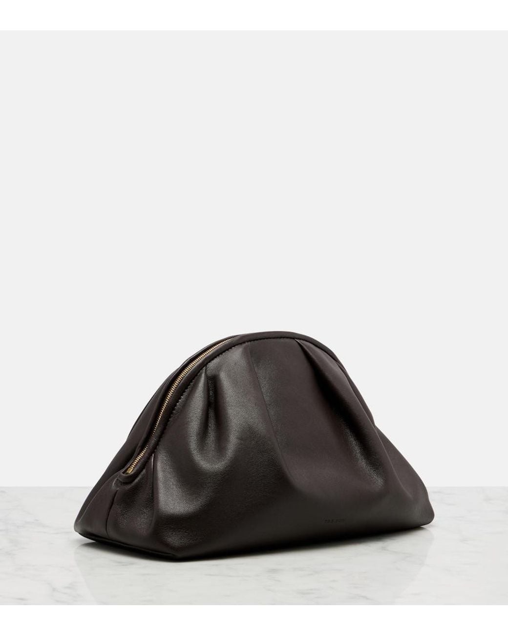 The Row Black Charlotte Leather Clutch