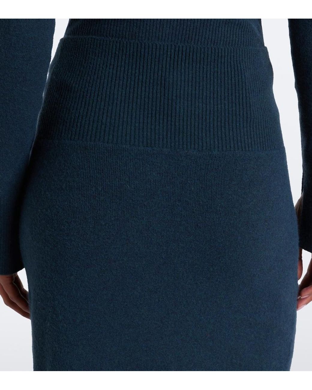Erdem Blue Floral-Applique Knitted Midi Skirt