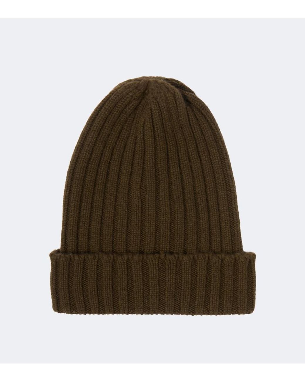 Thom Sweeney Green Ribbed-Knit Cashmere Beanie for men