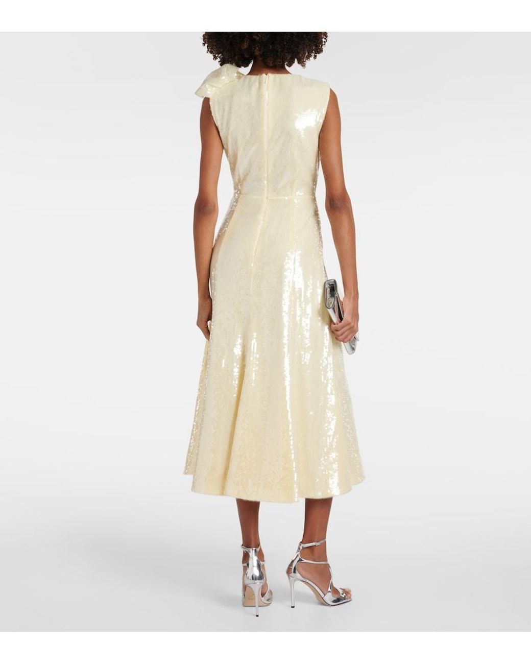 Roland Mouret Metallic Sequined Flared Midi Dress