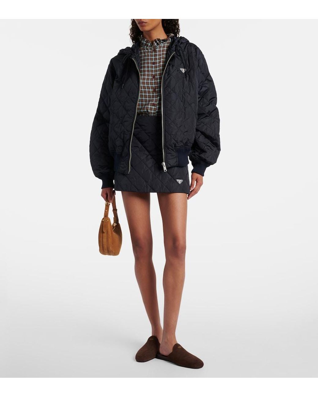 Prada Blue Re-Nylon Quilted Miniskirt
