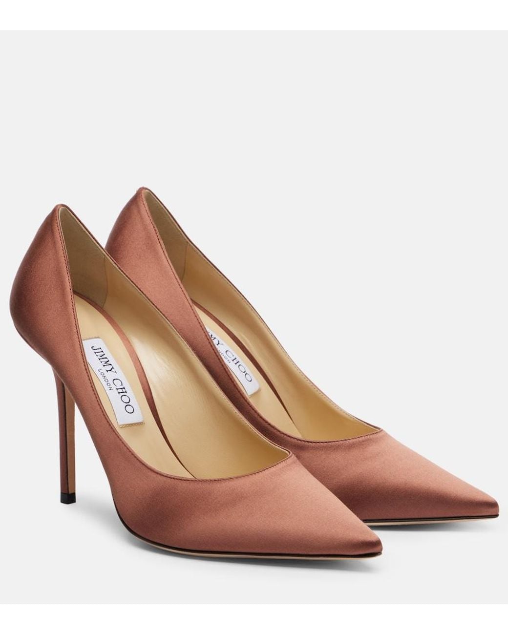 Jimmy Choo Brown Love 100 Satin Pumps