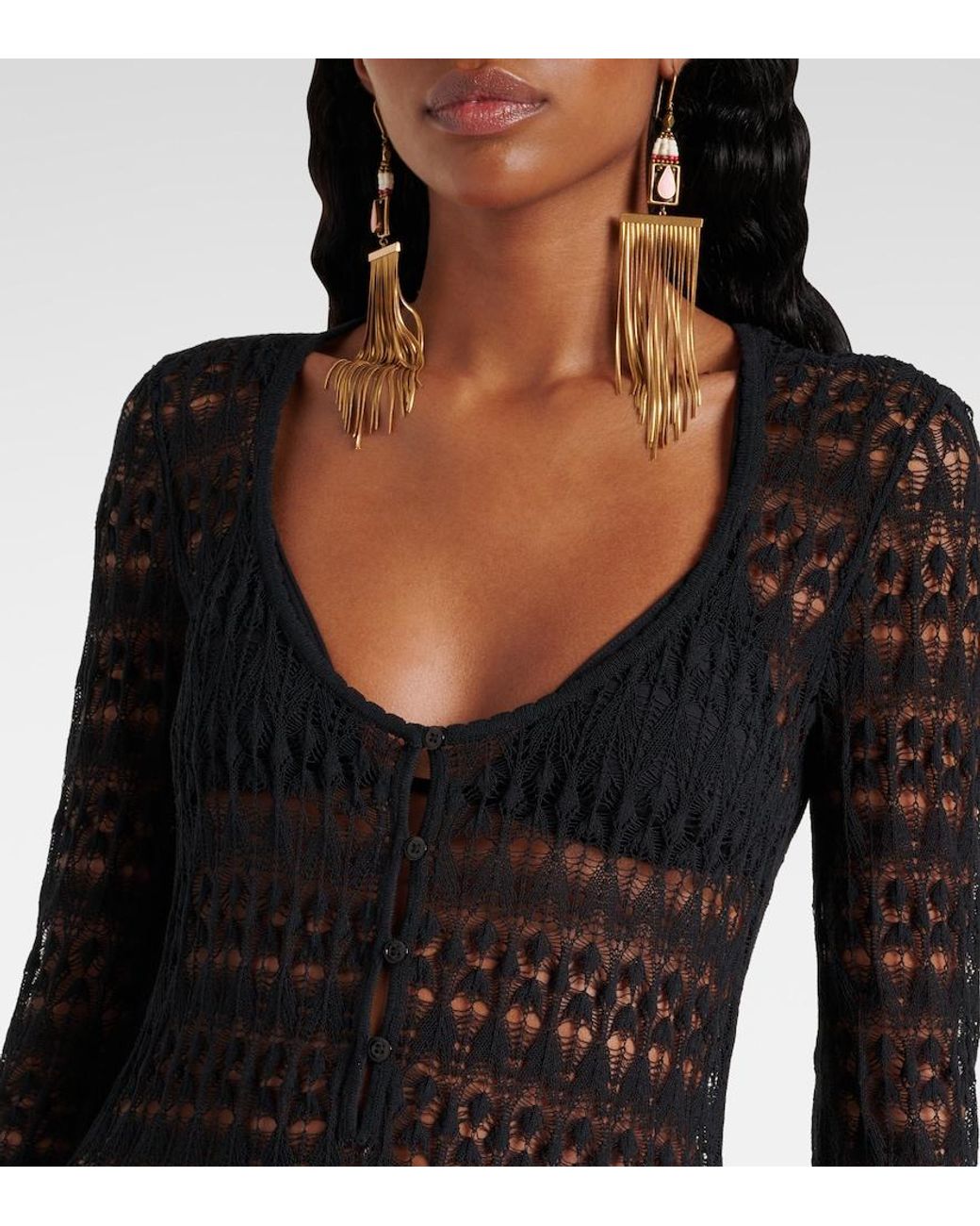 Isabel Marant Black Pia Crochet Minidress