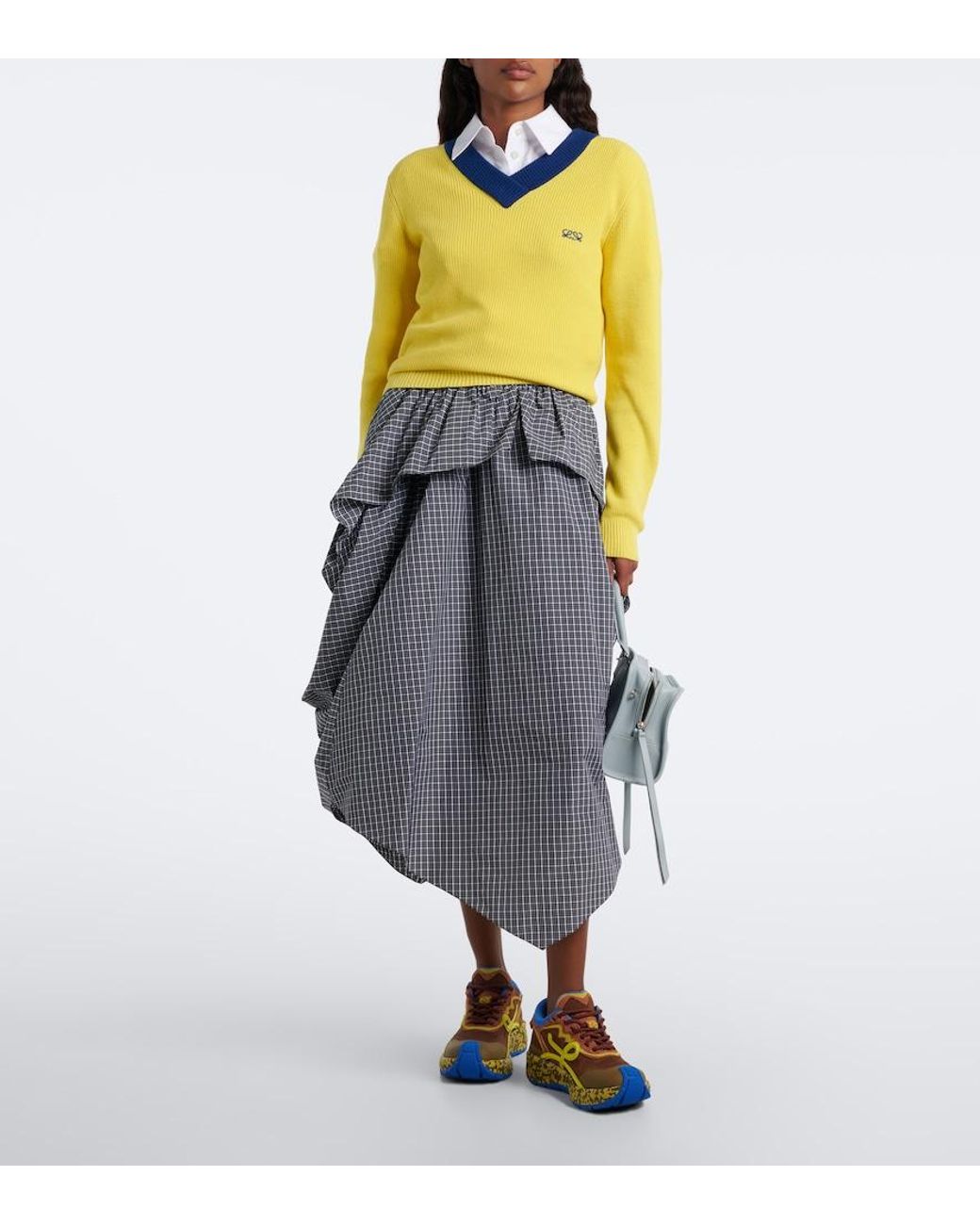Loewe Blue Pogo Suede-Trimmed Sneakers