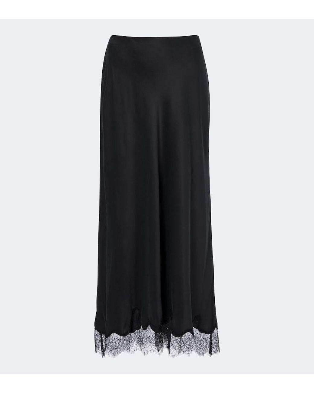 Velvet Black Kristin Lace-Trimmed Silk Maxi Skirt