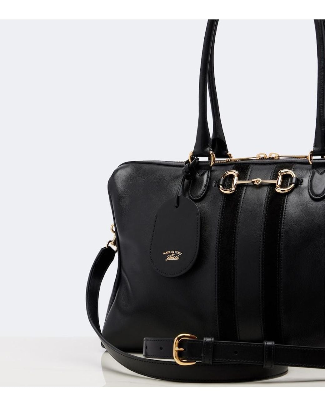 Gucci Black Borsetto Large Leather Bowling Bag