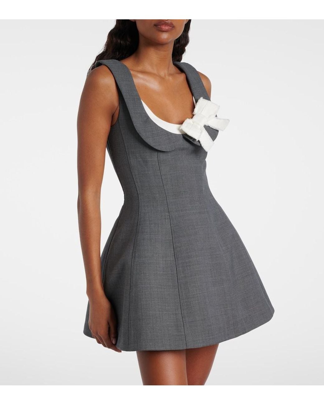 ShuShu/Tong Blue Bow-Detail Twill Minidress