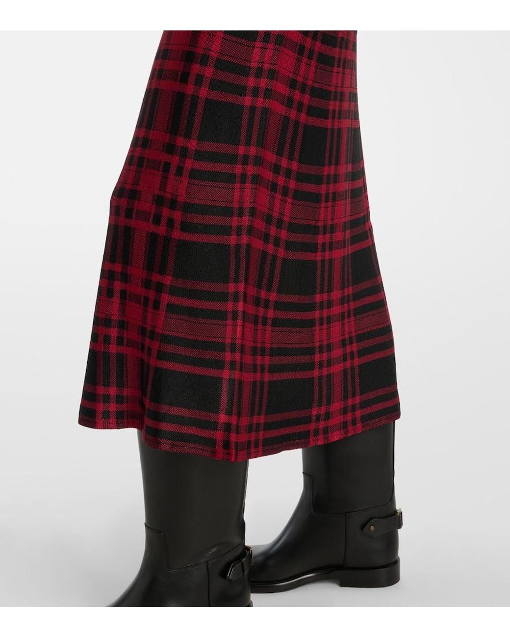 Polo Ralph Lauren Red Plaid Midi Skirt