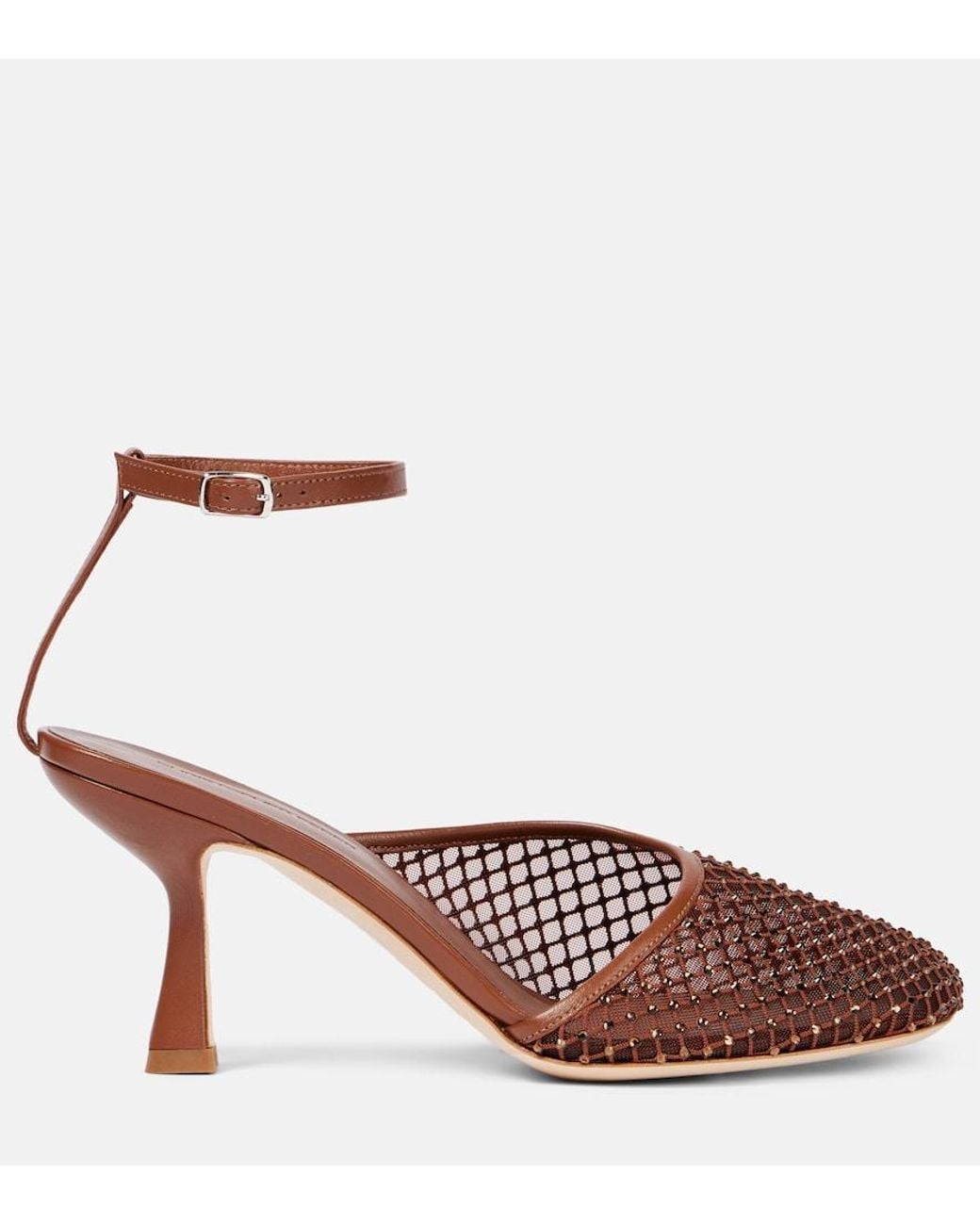 Christopher Esber Brown Minette Crystal-Embellished Mesh Pumps