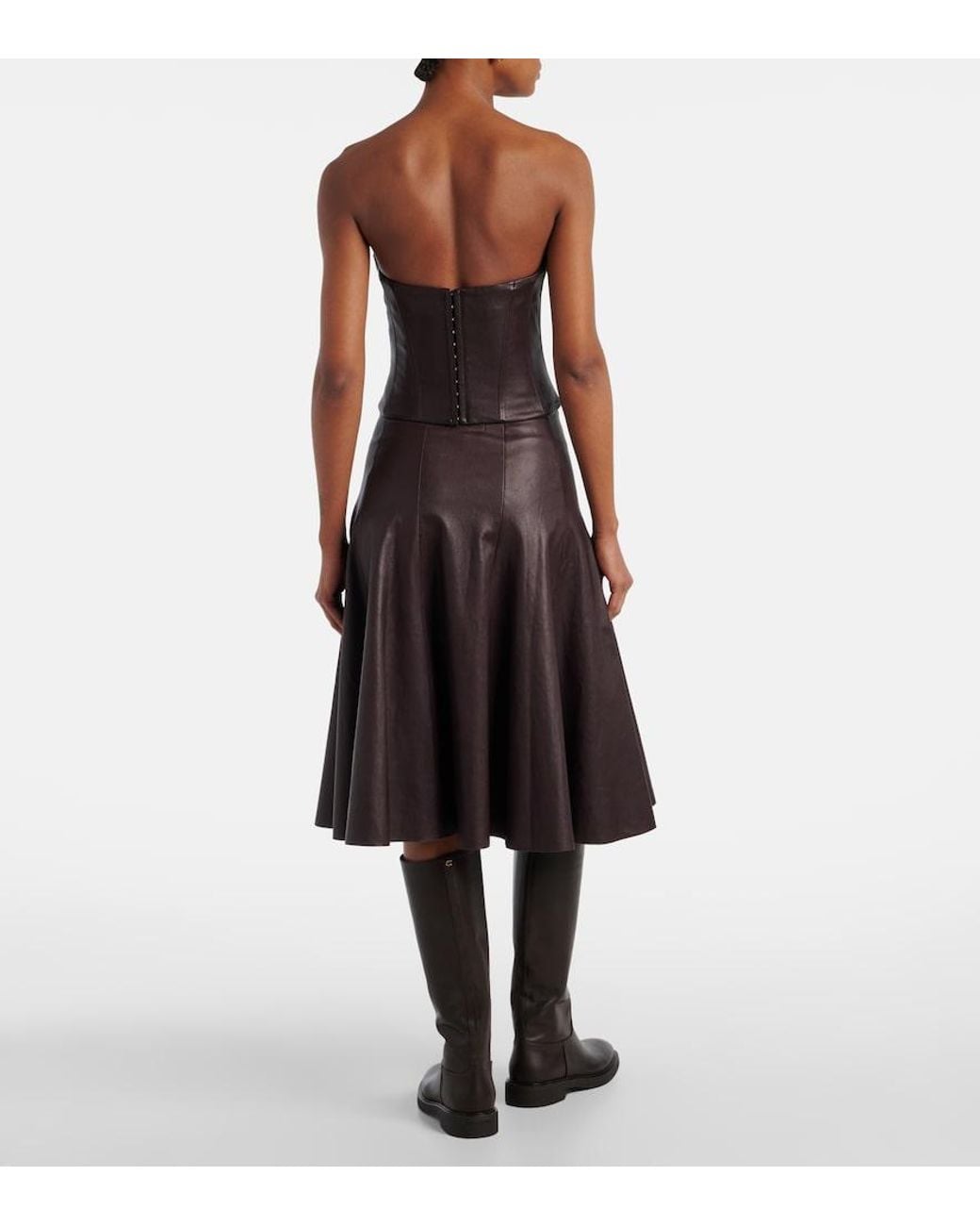 Stouls Brown Rosalia Strapless Leather Top