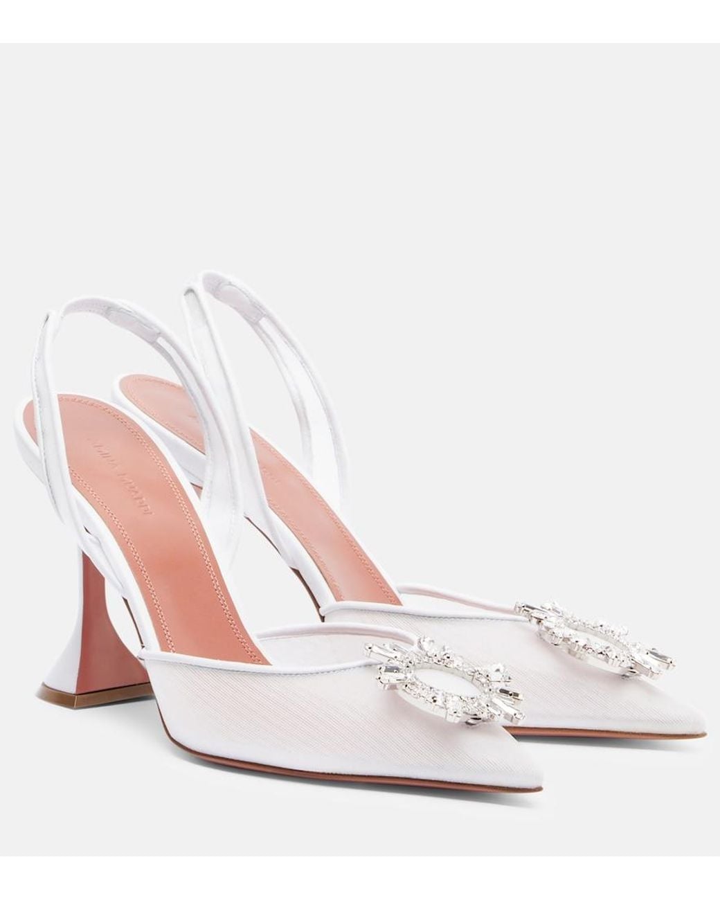 AMINA MUADDI White Begum 95 Mesh Slingback Pumps