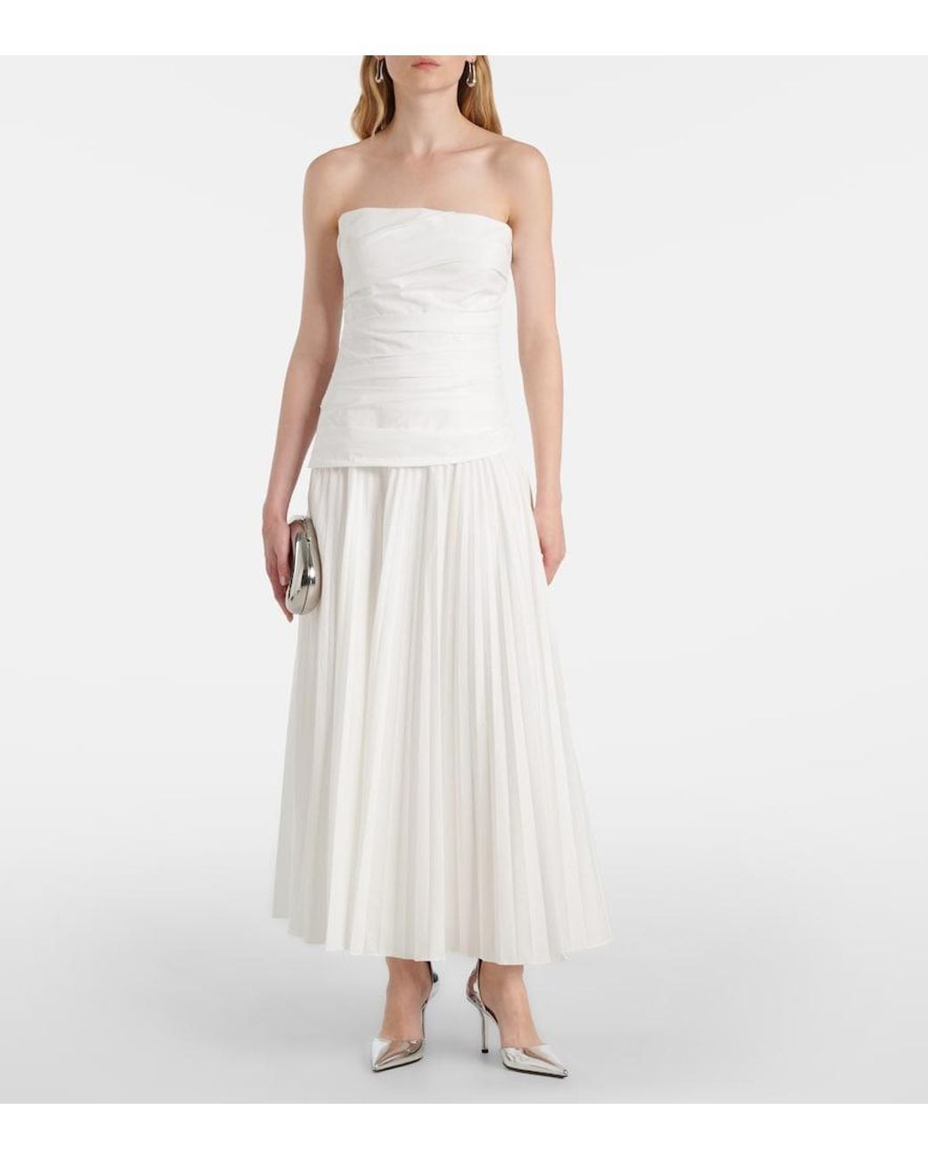 Jonathan Simkhai White Arie Strapless Cotton-Blend Midi Dress