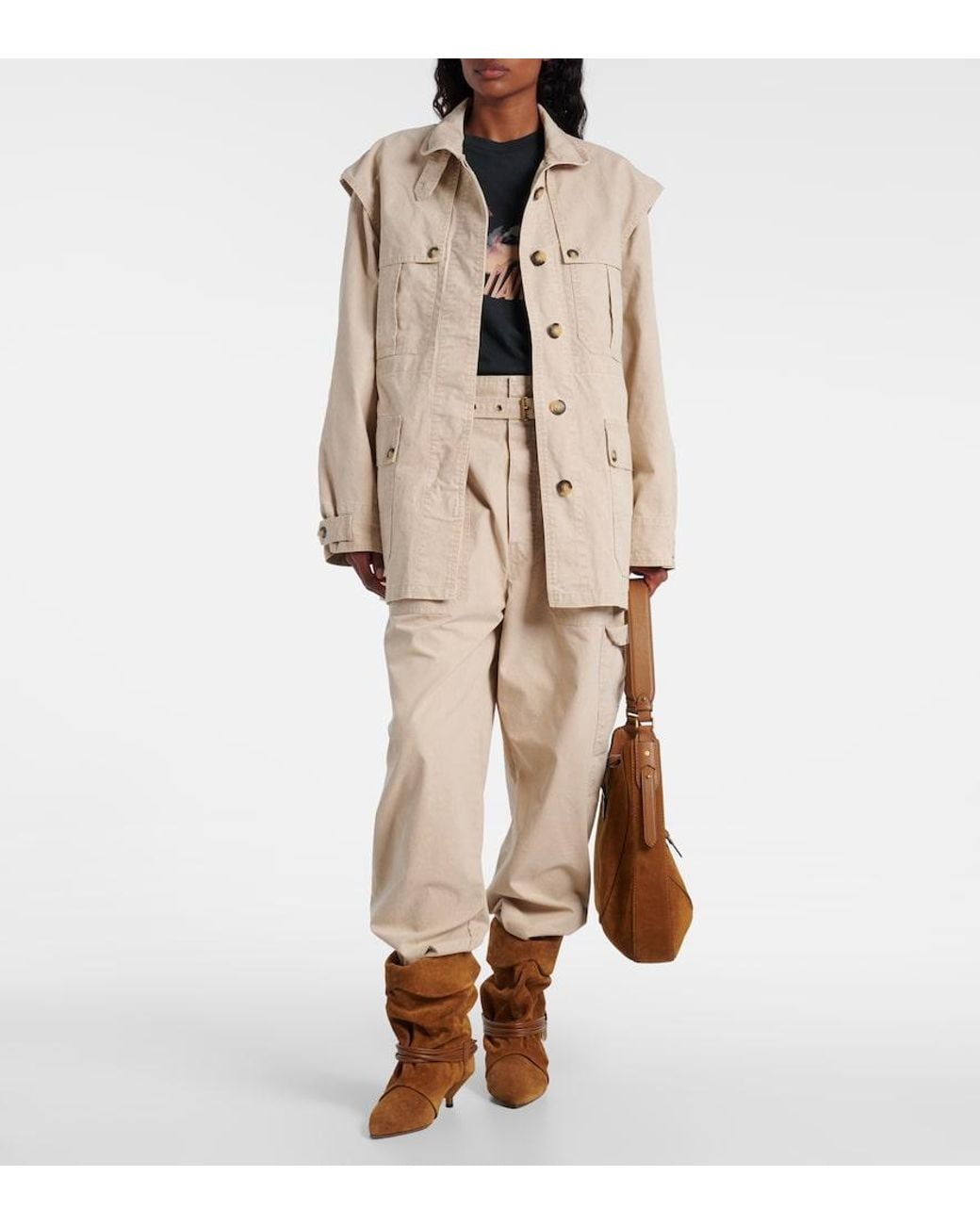 Isabel Marant Natural Mathilda Cotton Cargo Pants