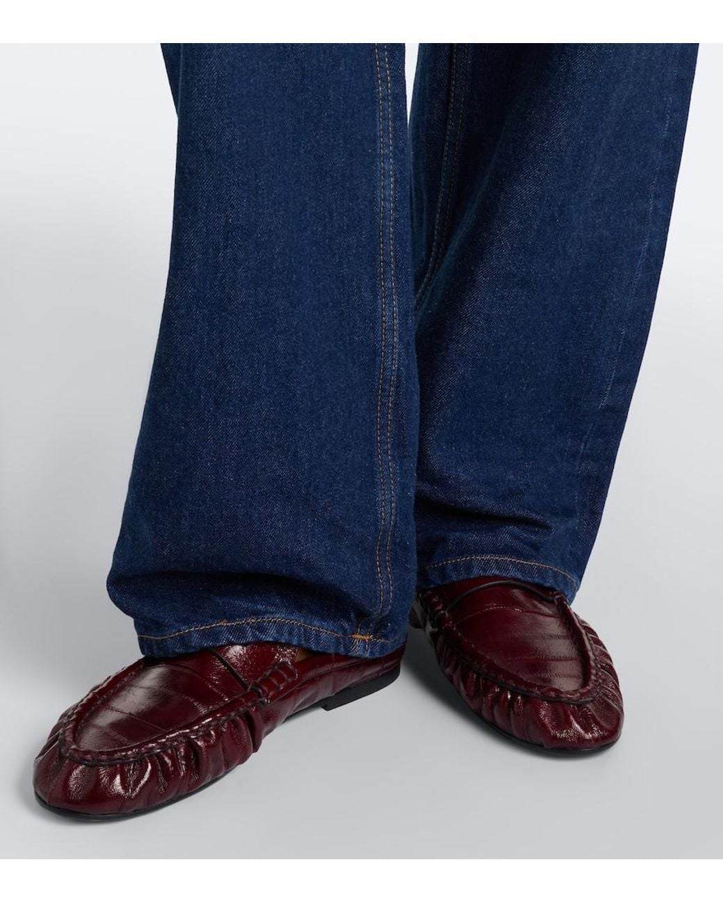 Saint Laurent Blue Faded Wide-Leg Jeans