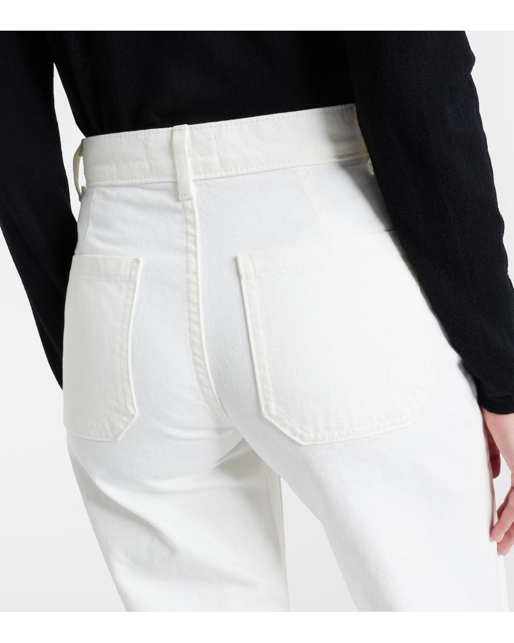 Nili Lotan White Florence High-Rise Flared Jeans