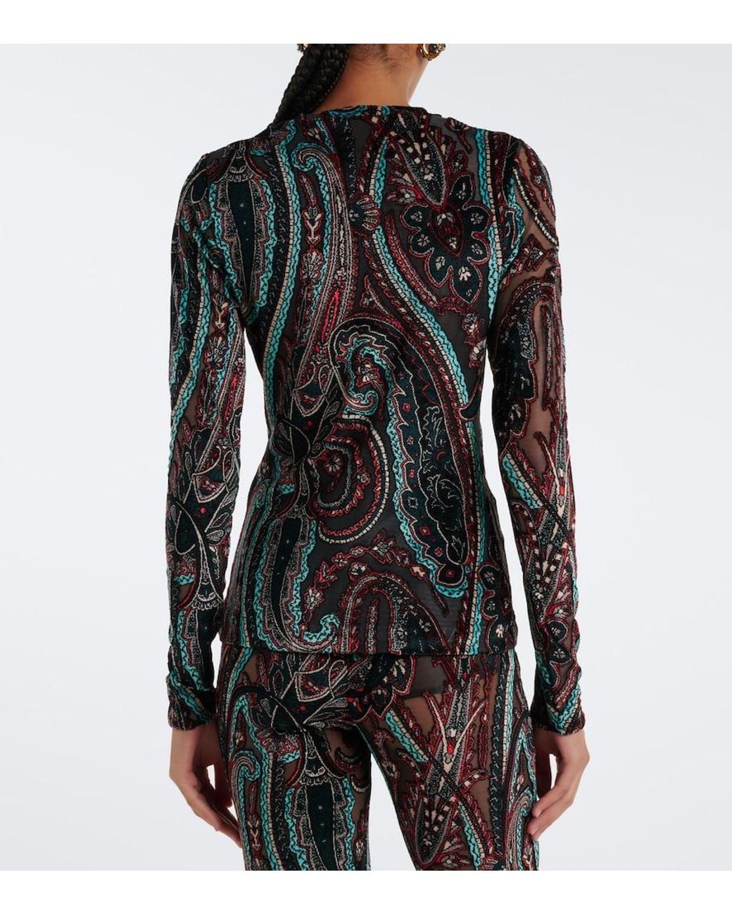 Etro Black Patch-Applique Paisley Top