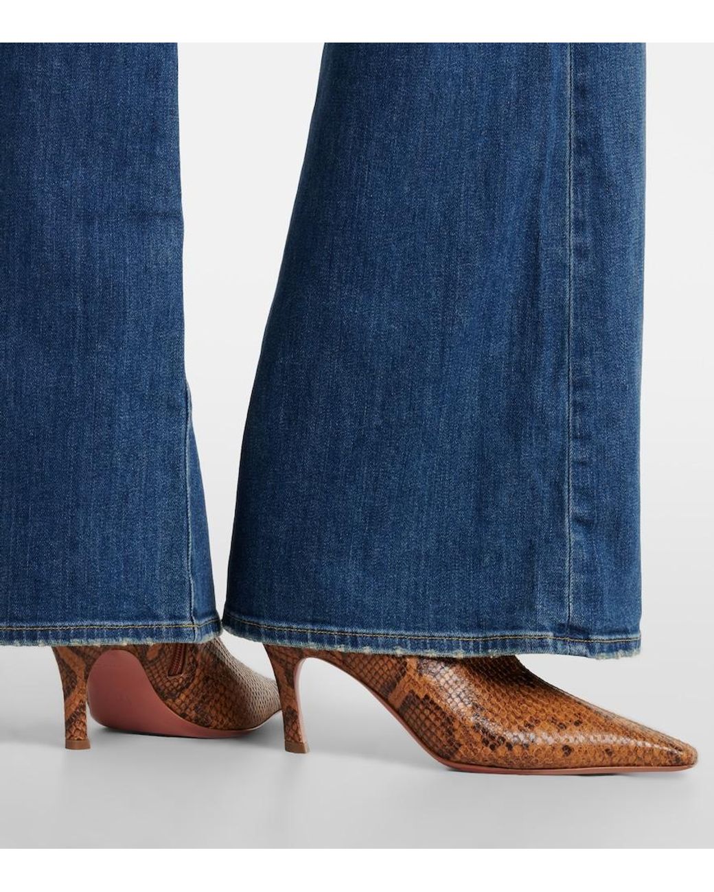 AMINA MUADDI Brown Jamie Snake-Effect Leather Ankle Boots