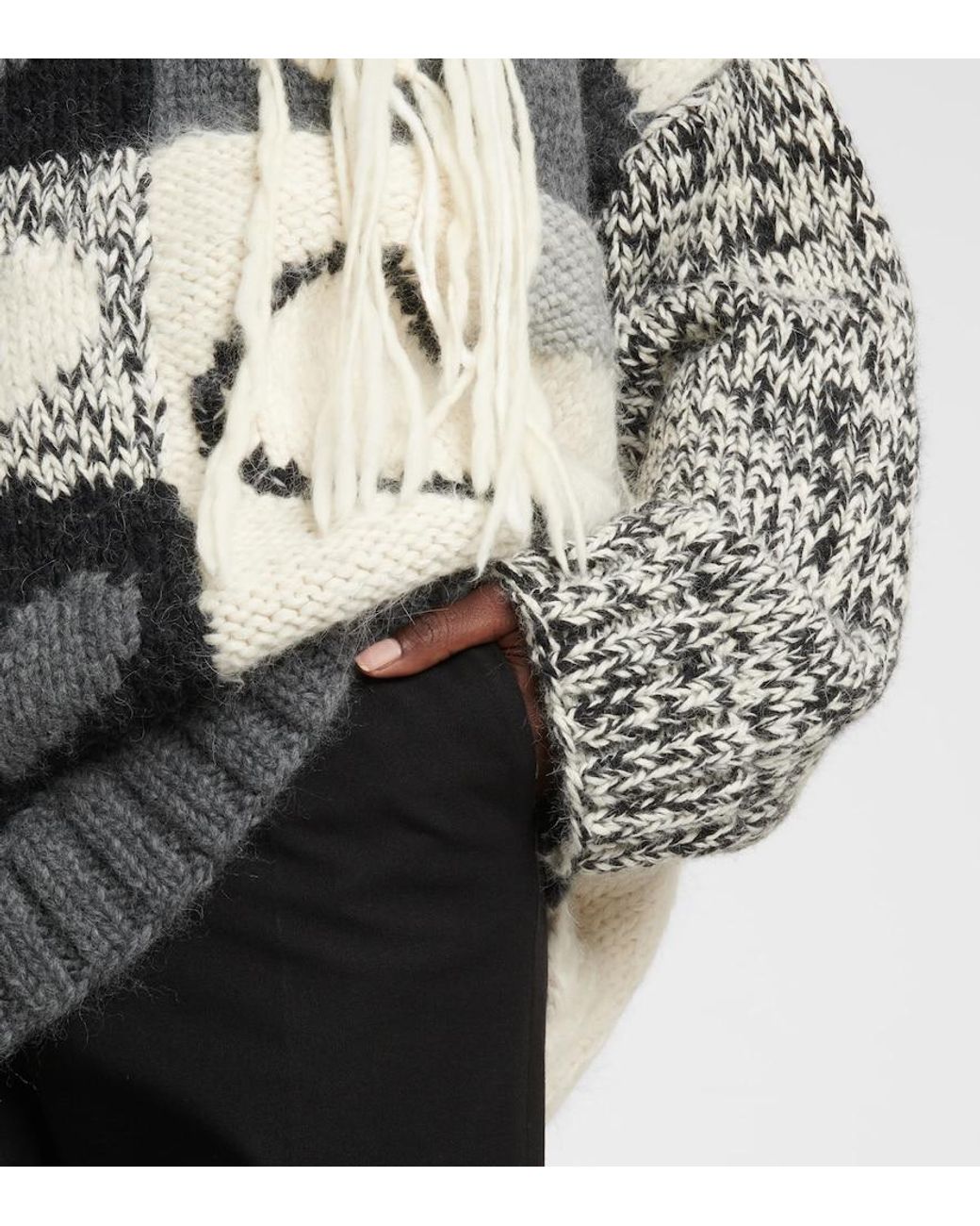 Joseph Gray Intarsia Wool-blend Sweater