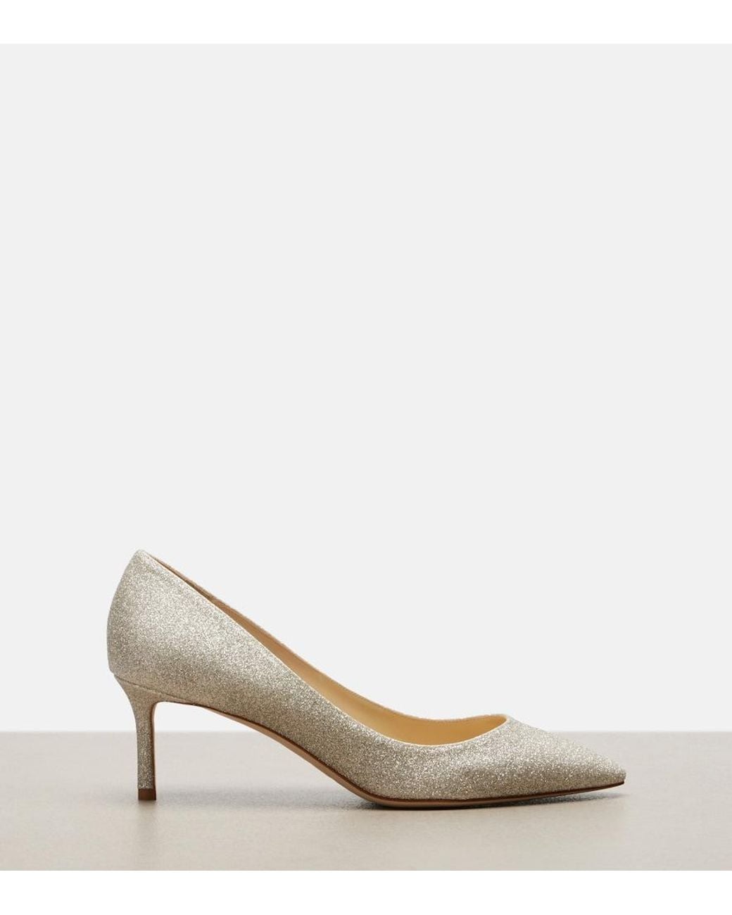 Jimmy Choo White Romy Glitter Pumps