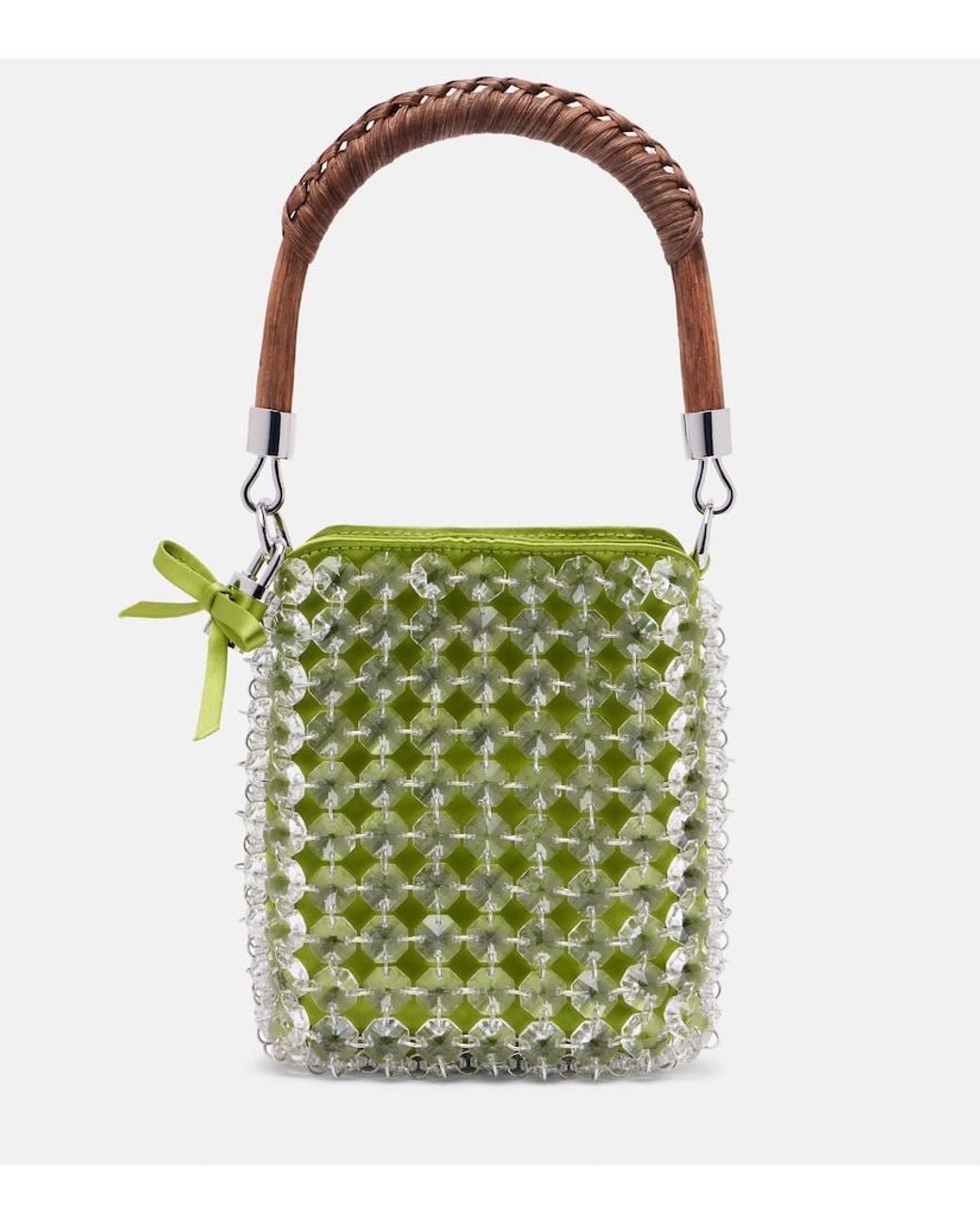 Self-Portrait Green Chandelier Mini Embellished Top-Handle Bag