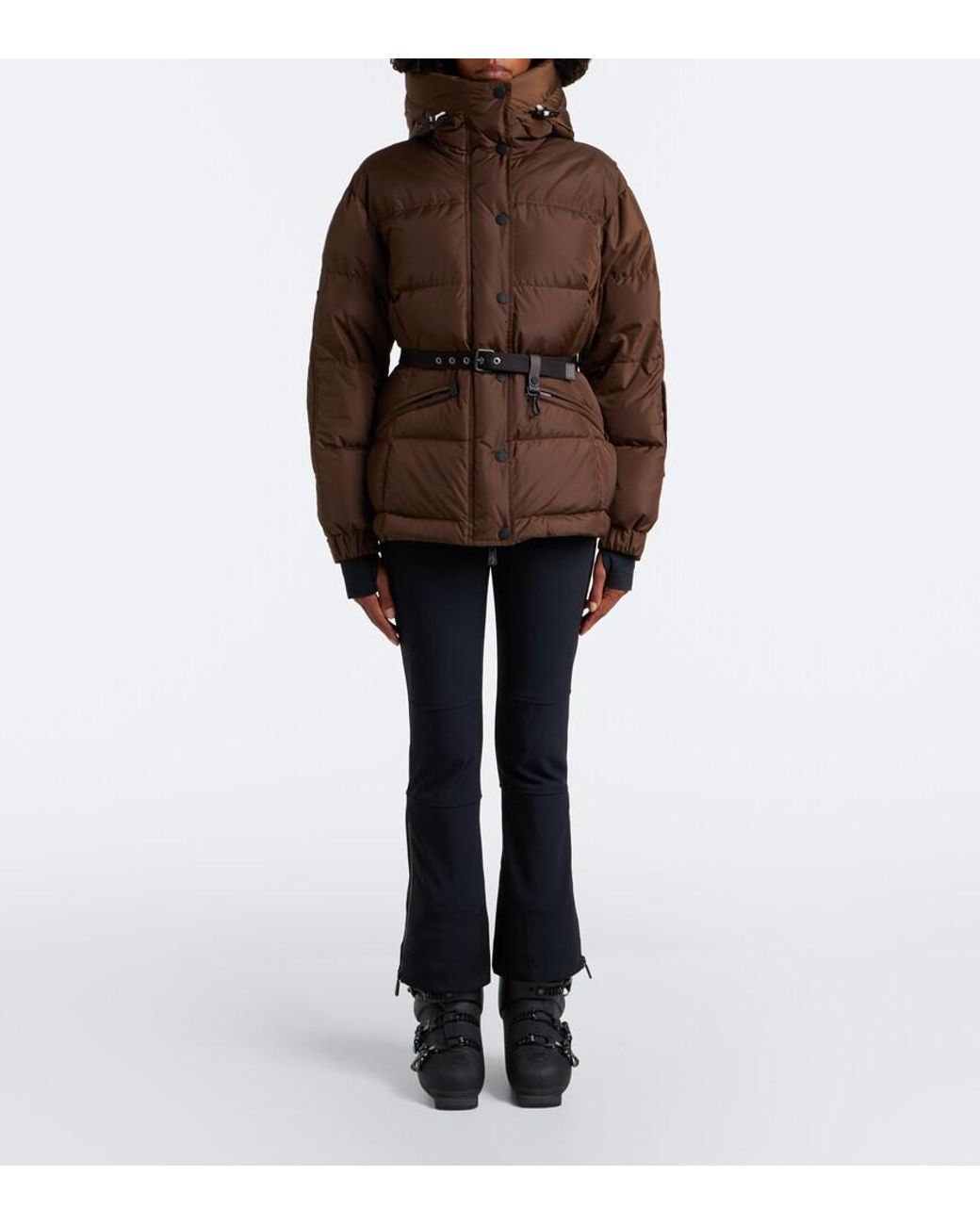 Moncler Brown Salastrains Belted Ski Jacket