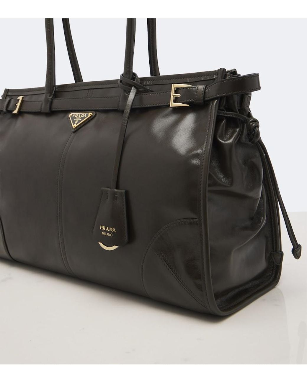 Prada Black Bonnie Large Leather Shoulder Bag