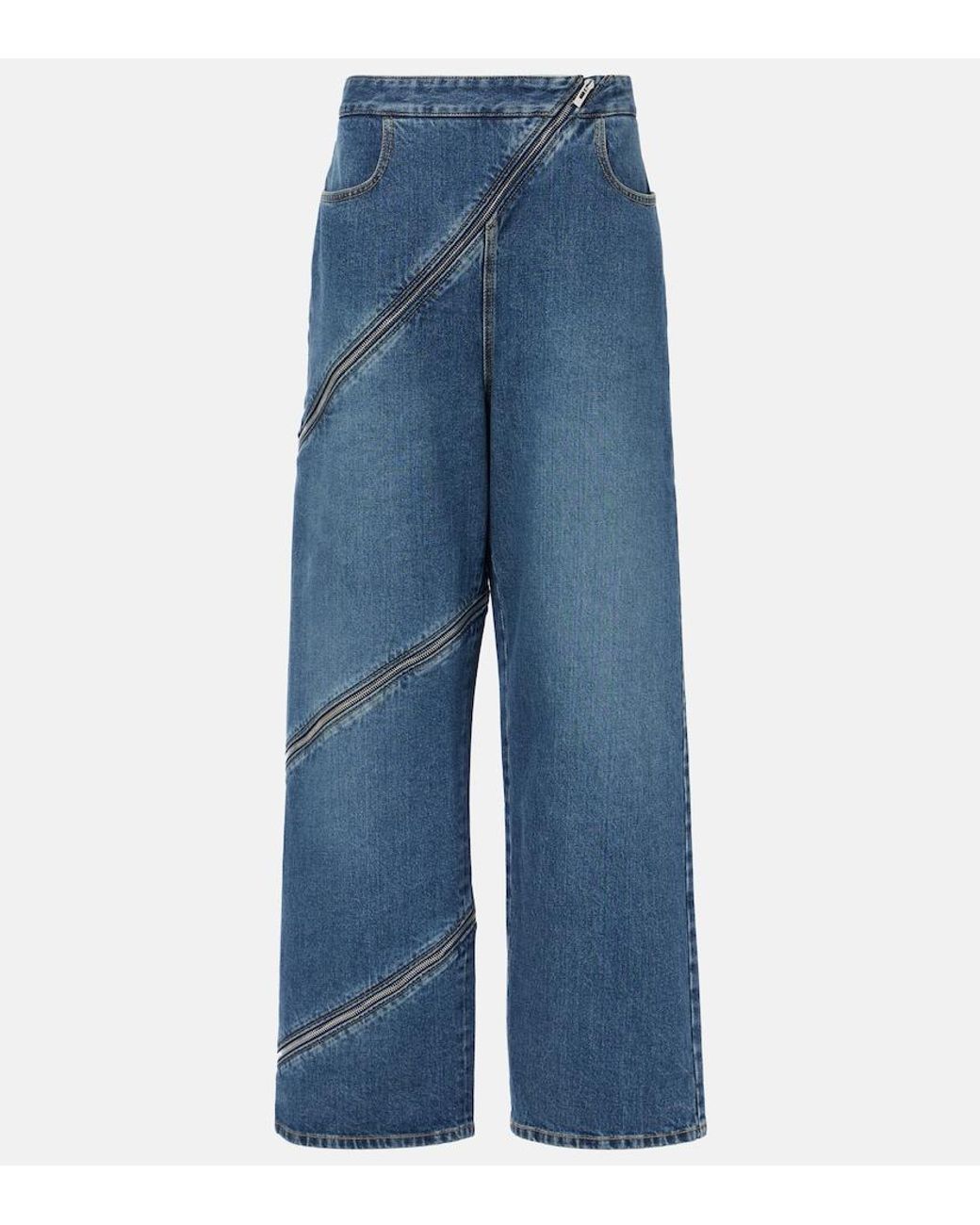 Alaïa Blue Zip-Up Wide-Leg Jeans