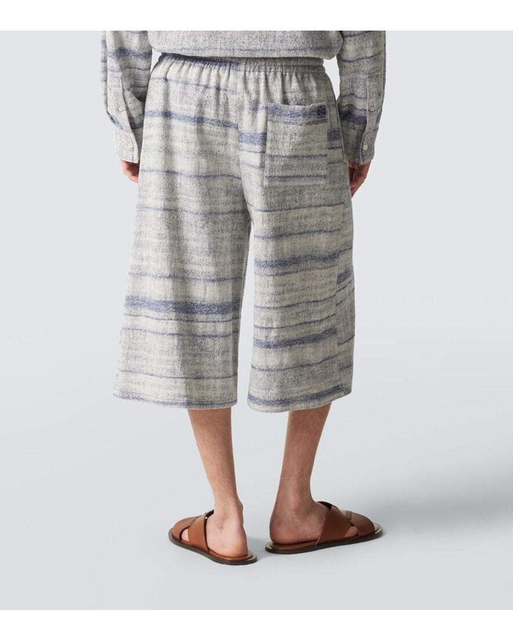 Loewe Gray Paula's Ibiza Denim Jacquard Shorts for men