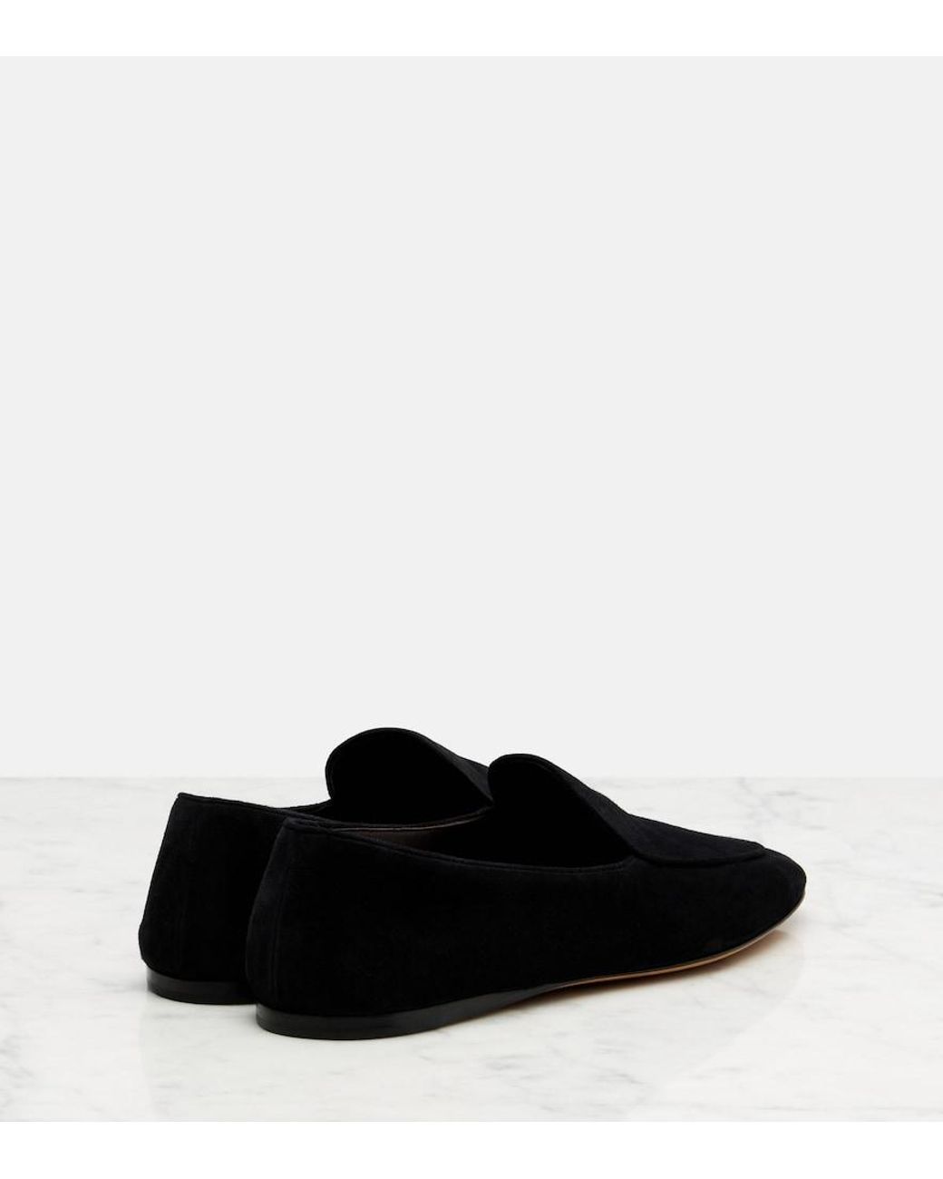 The Row Black Awar Suede Loafers